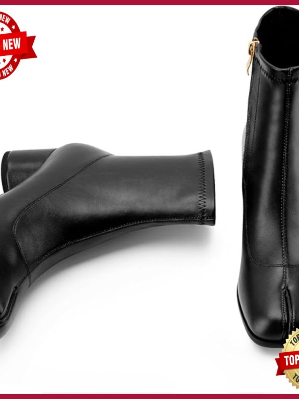 Split Toe Ankle Boots Low Heel Block Heels Booties Japanese Ninja Shoes Chunky